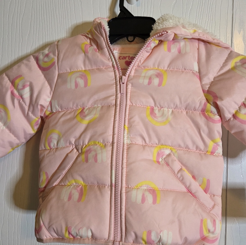 Carter's Toddler Girls Pink Rainbow Jacket Lightweight Zip Up Coat Size 2T